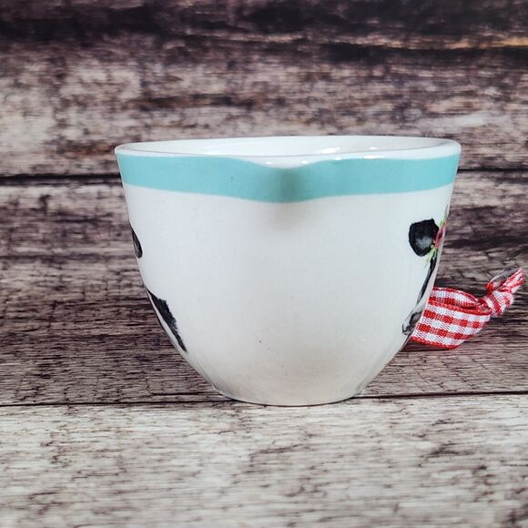Cow Creamer Christmas Ornament Pioneer Woman Red Gingham Ribbon Mixing Bowl - Picture 4 of 7